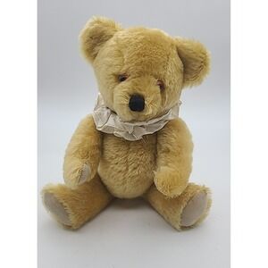 Deans Of London Gold 12" JOINTED‎ 100% Mohair Teddy Bear With Collar Made In UK